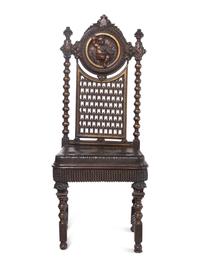 An English Renaissance Revival Bronzed Metal Side Chair in the Manner of Christopher Dresser