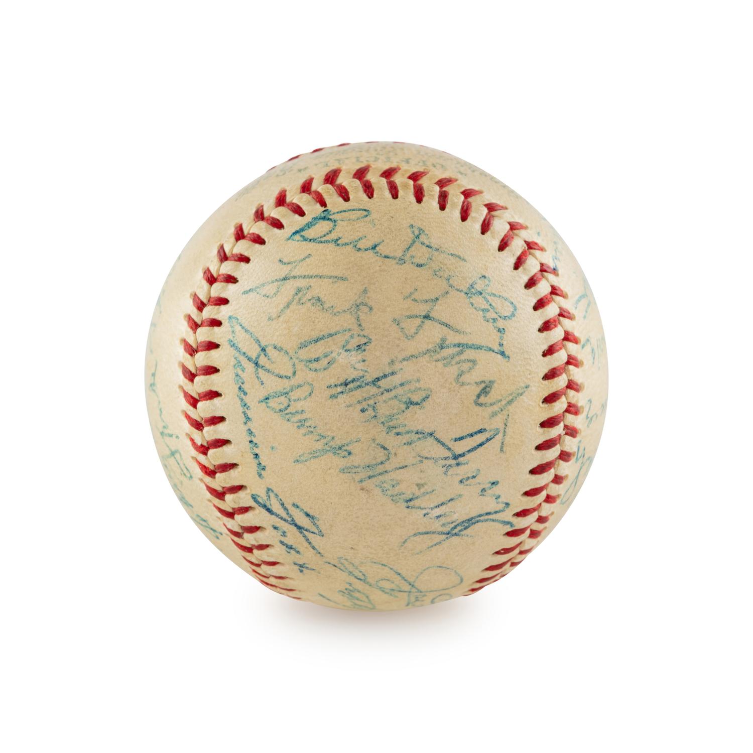 An Impressive Multi Signed Autograph Vintage 1955 Hall of Fame Induction Weekend Baseball Featuring Joe DiMaggio, Jimmie Foxx and 18 Others (Beckett Authentication Services)