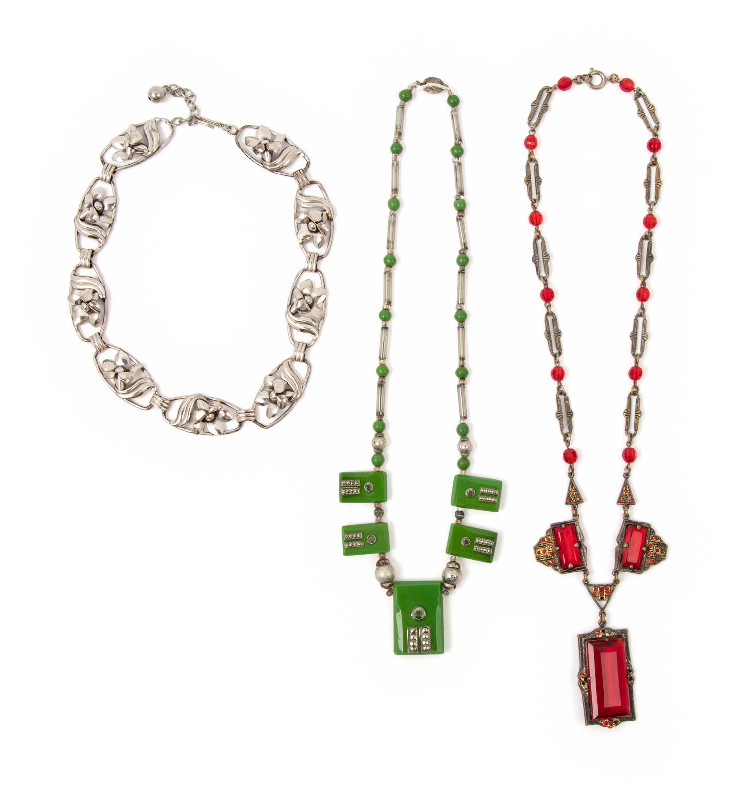 Eleven Pieces of Costume Jewelry, Cosmetics, and Smoking Accessories, 1920-40s