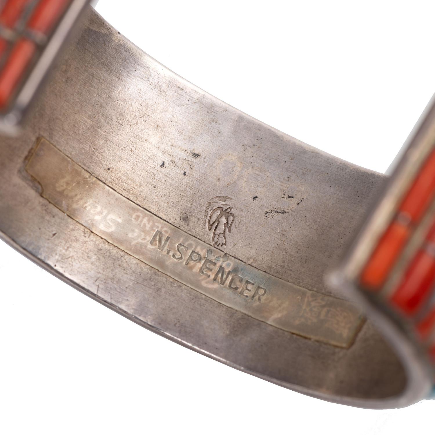 Navajo and Zuni Silver Cuff Bracelets, with Inlay