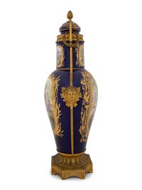A Gilt Bronze Mounted Sèvres Style Porcelain Vase and Cover