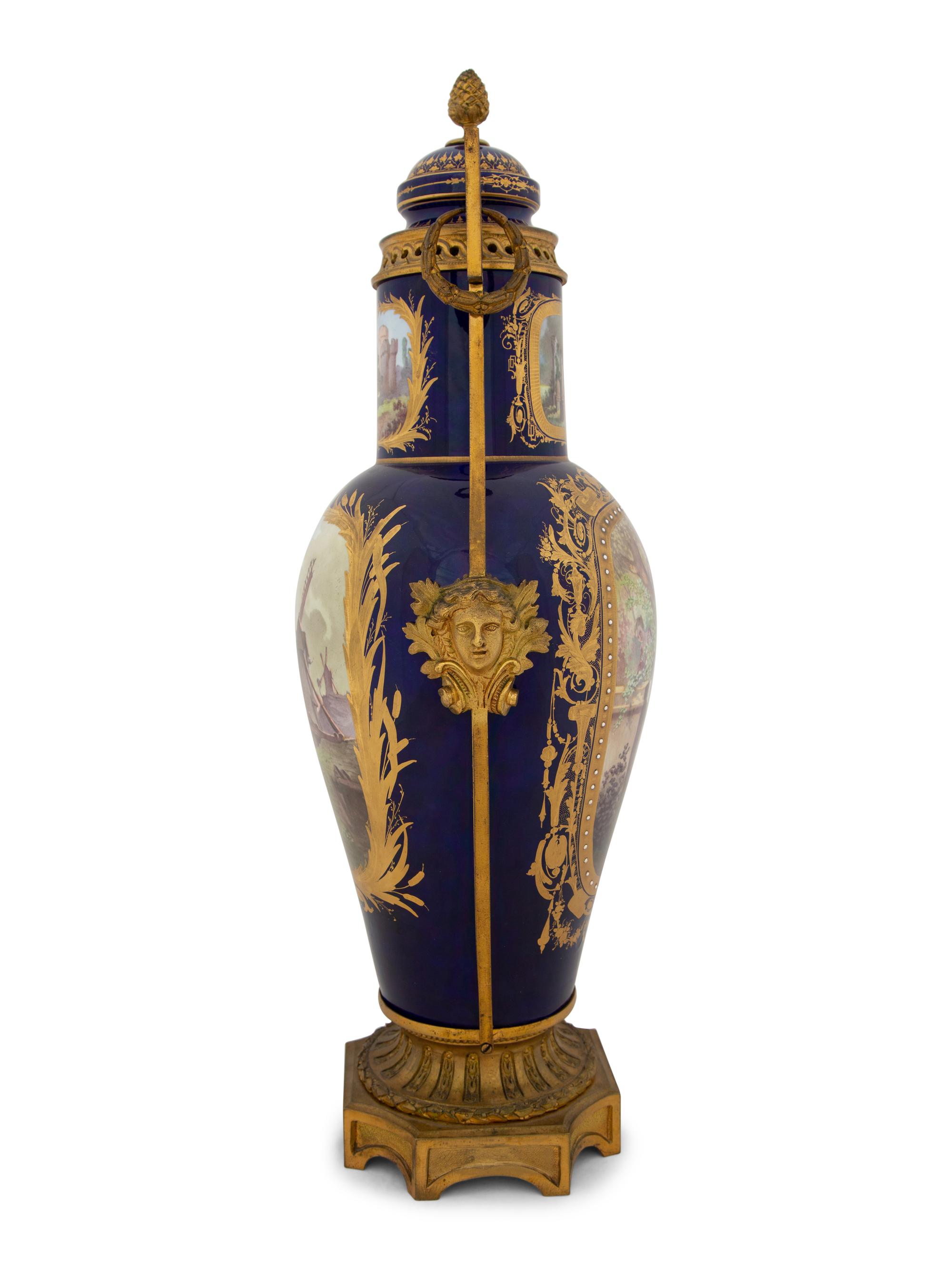 A Gilt Bronze Mounted Sèvres Style Porcelain Vase and Cover