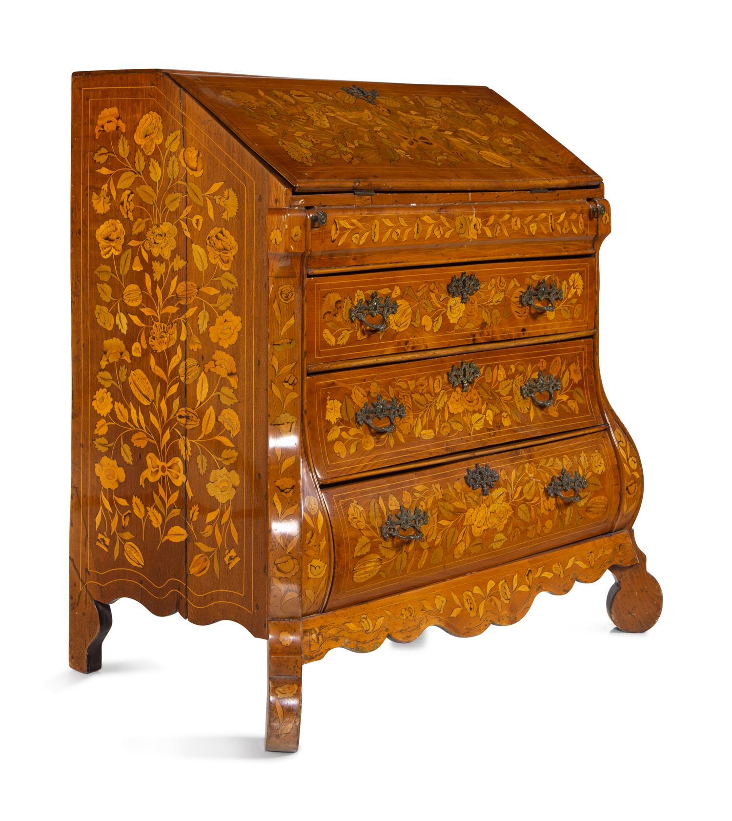 A Dutch Marquetry Slant-Front Desk