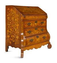 A Dutch Marquetry Slant-Front Desk