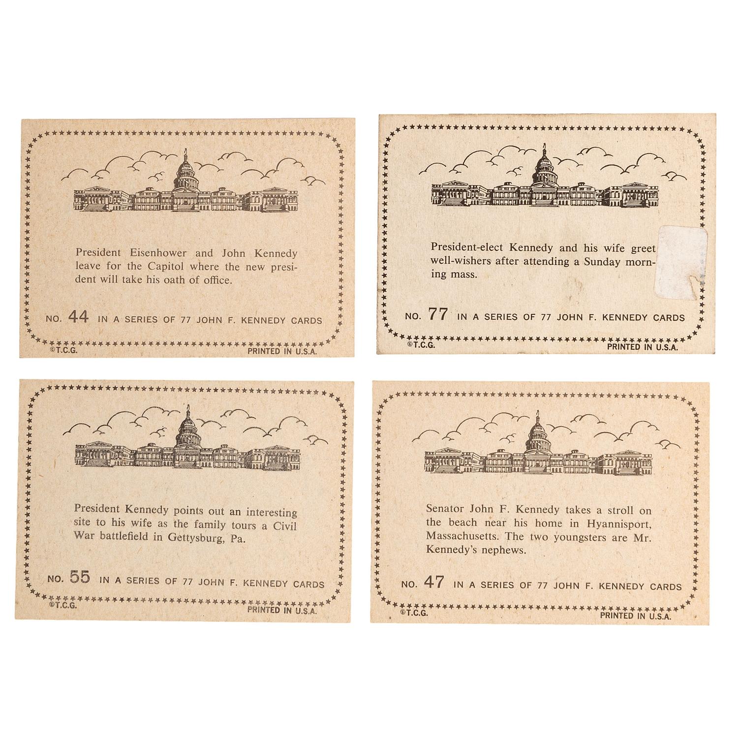 Autographed ephemera from directors, newsmen, Hollywood icons, and other ephemera including John Fitzgerald (1917-1963) Topps collector cards, 1964.