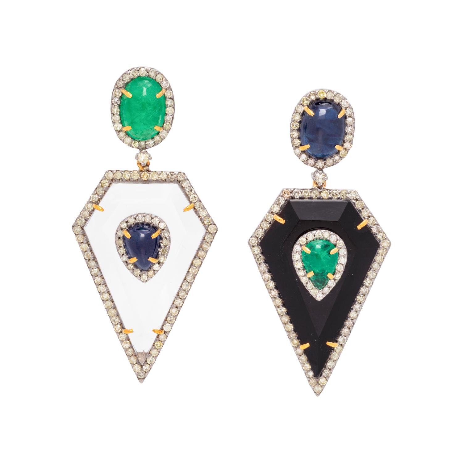 MULTIGEM AND DIAMOND EARRINGS