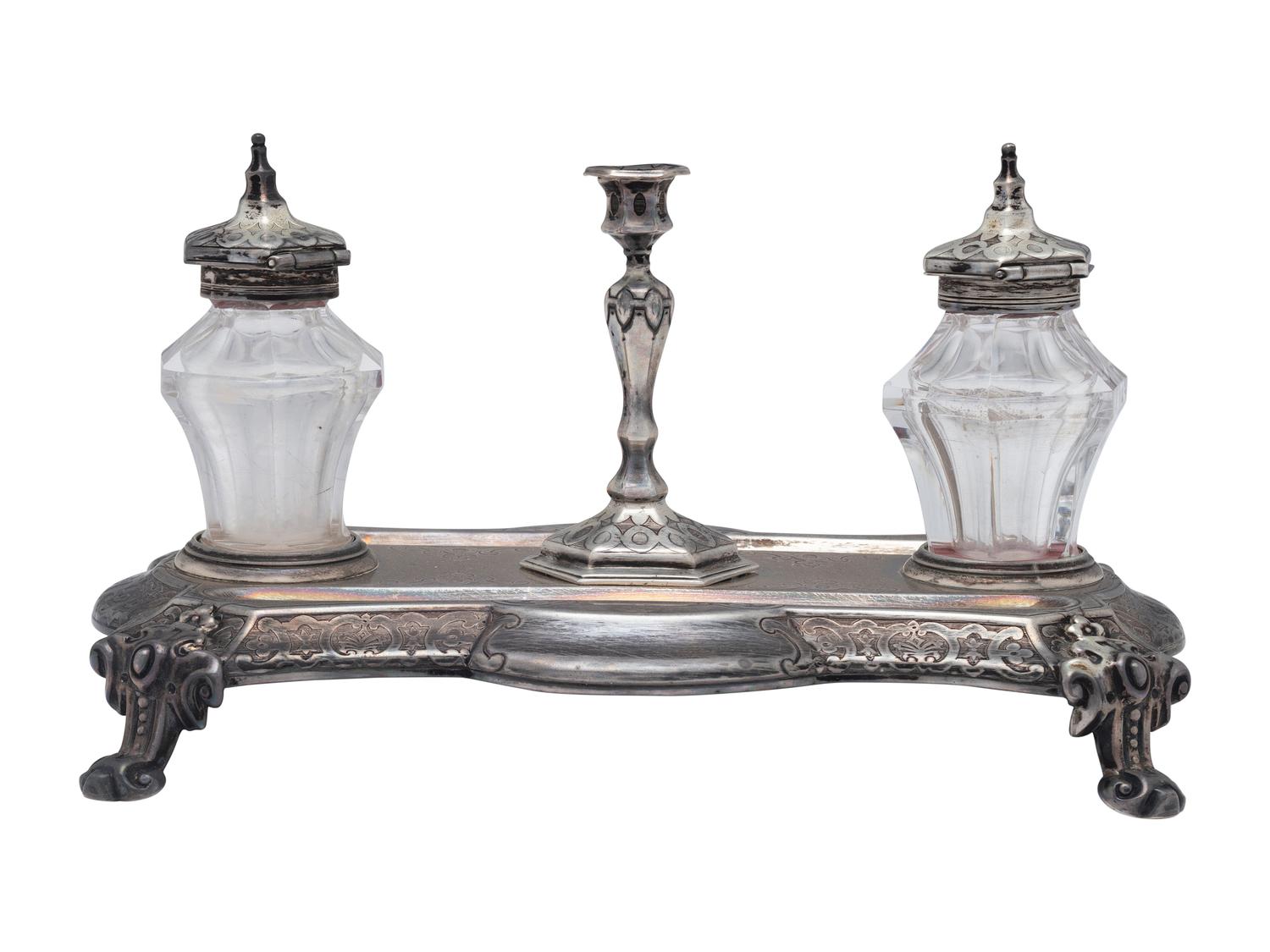 A Victorian Silver Inkstand