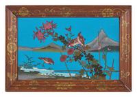 A Japanese Framed Cloisonné "Birds" Panel