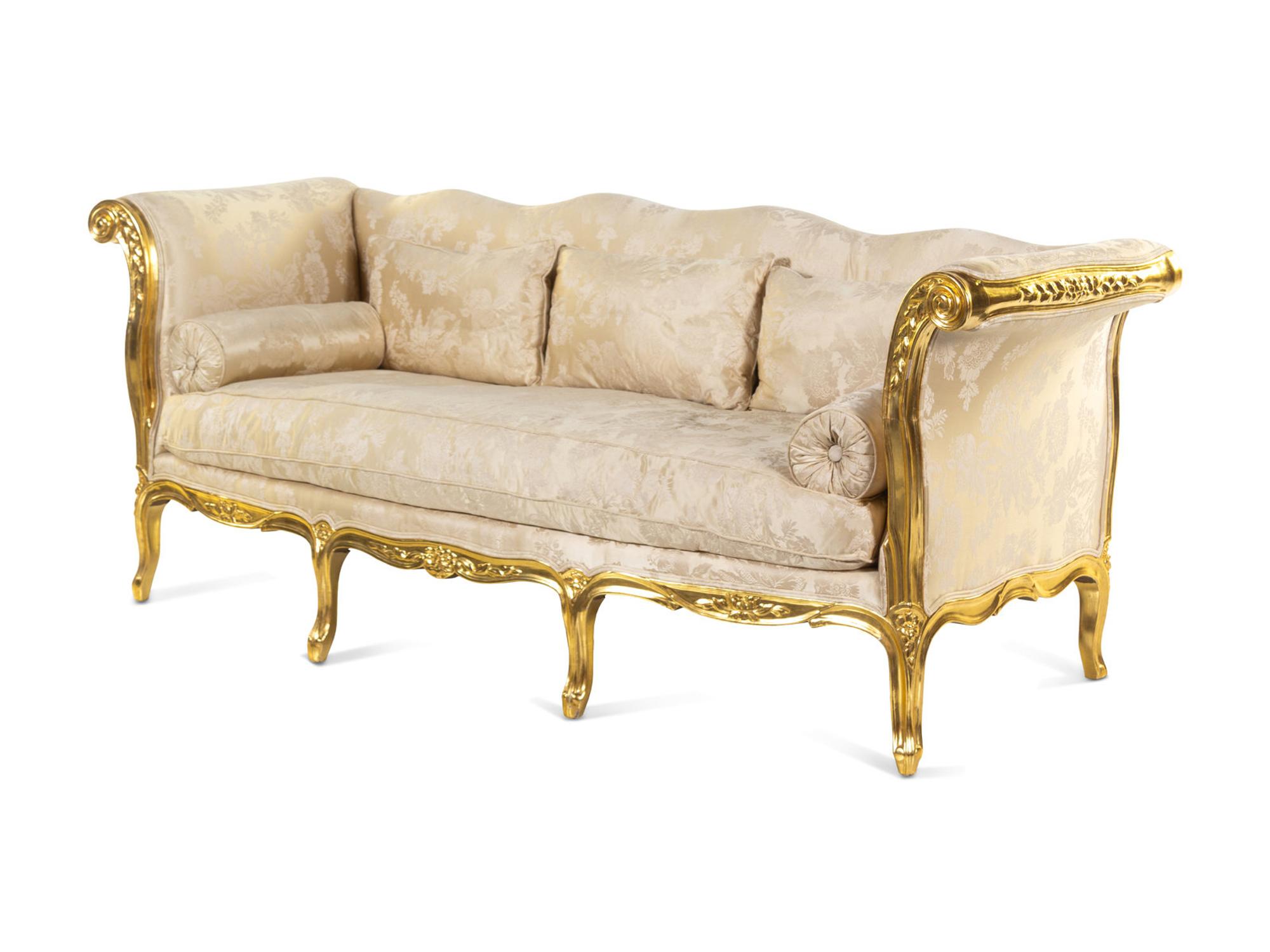 A Louis XV Style Giltwood Sofa