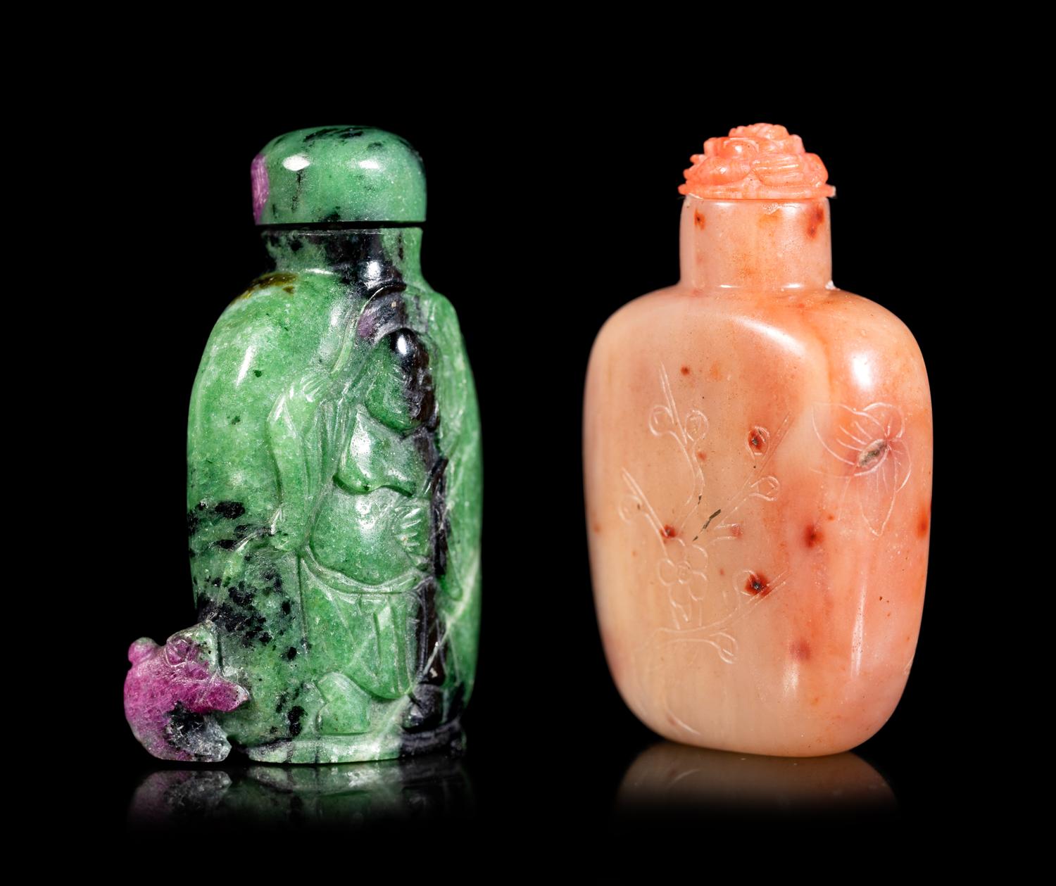 Two Chinese Hardstone Snuff Bottles