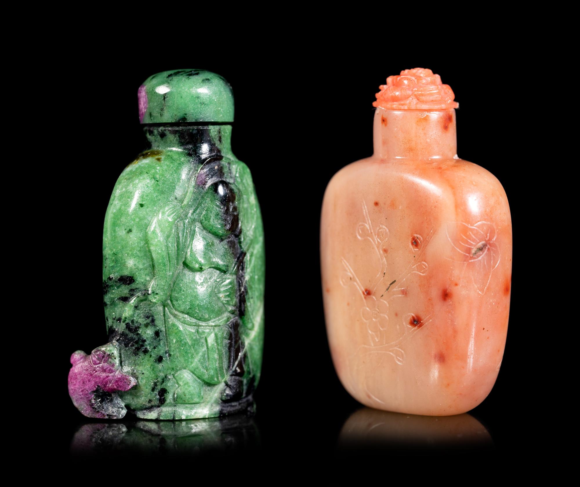 Two Chinese Hardstone Snuff Bottles