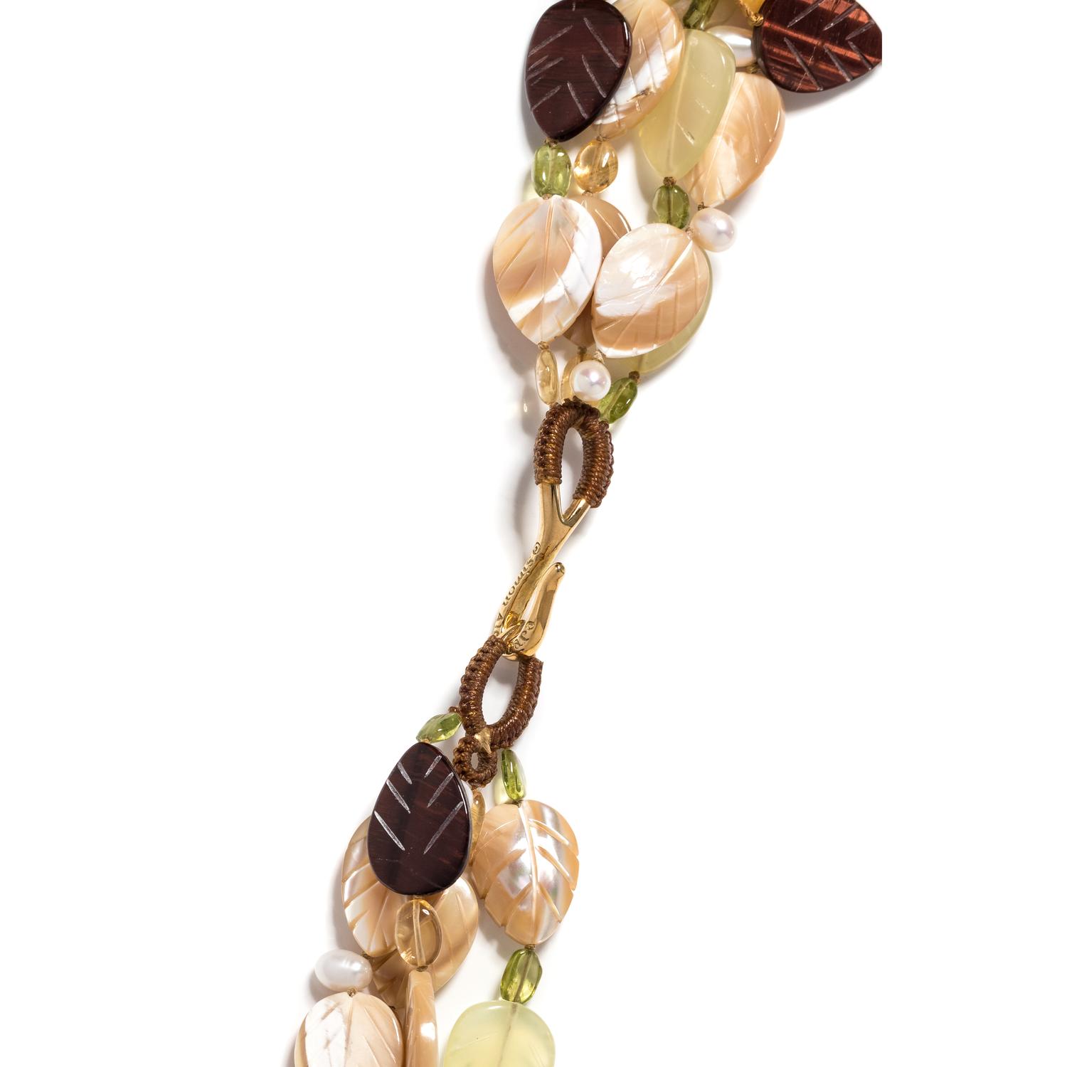 MULTIGEM LEAF BEAD NECKLACE