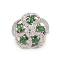 DIAMOND AND TSAVORITE GARNET RING