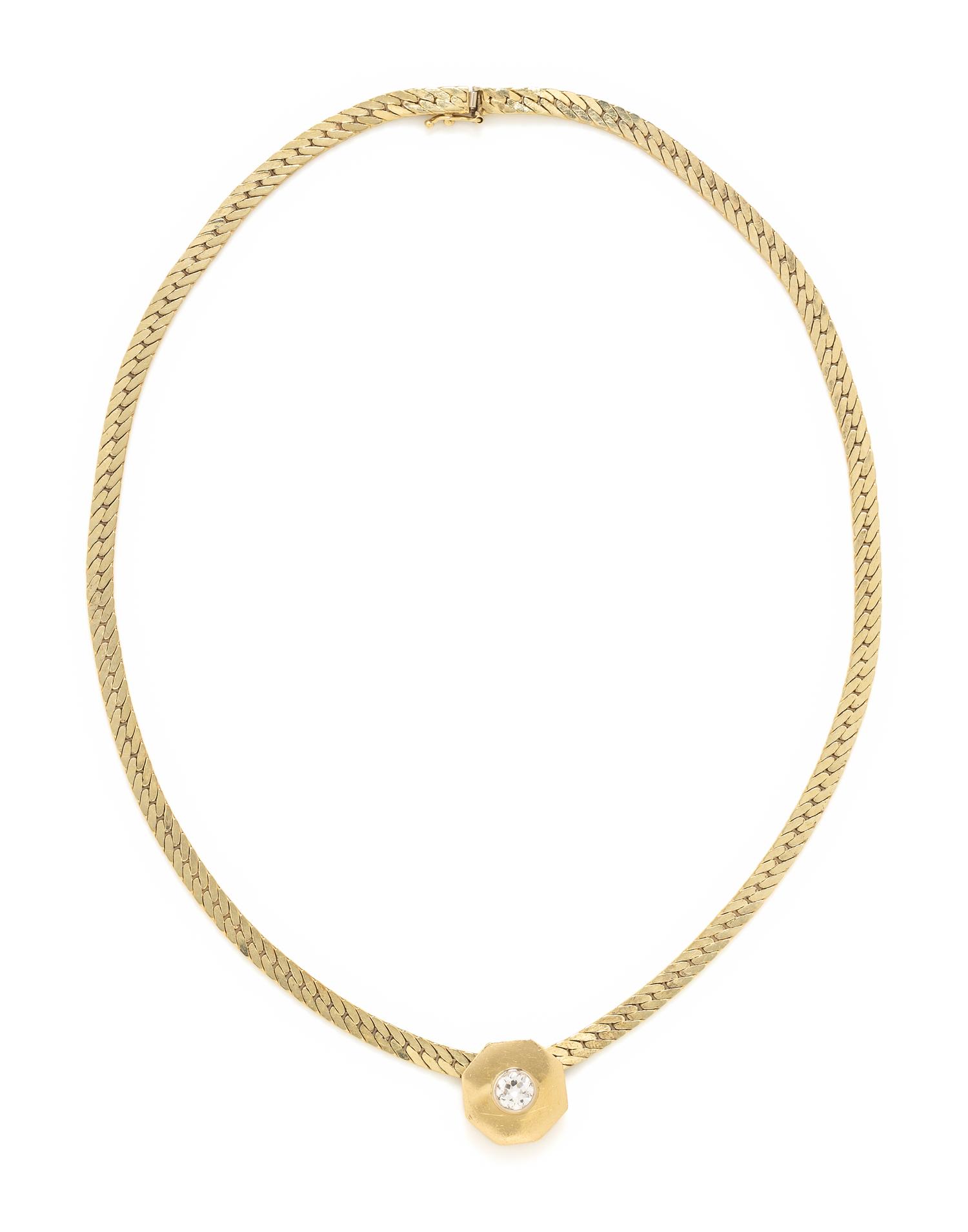 YELLOW GOLD AND DIAMOND SLIDE NECKLACE