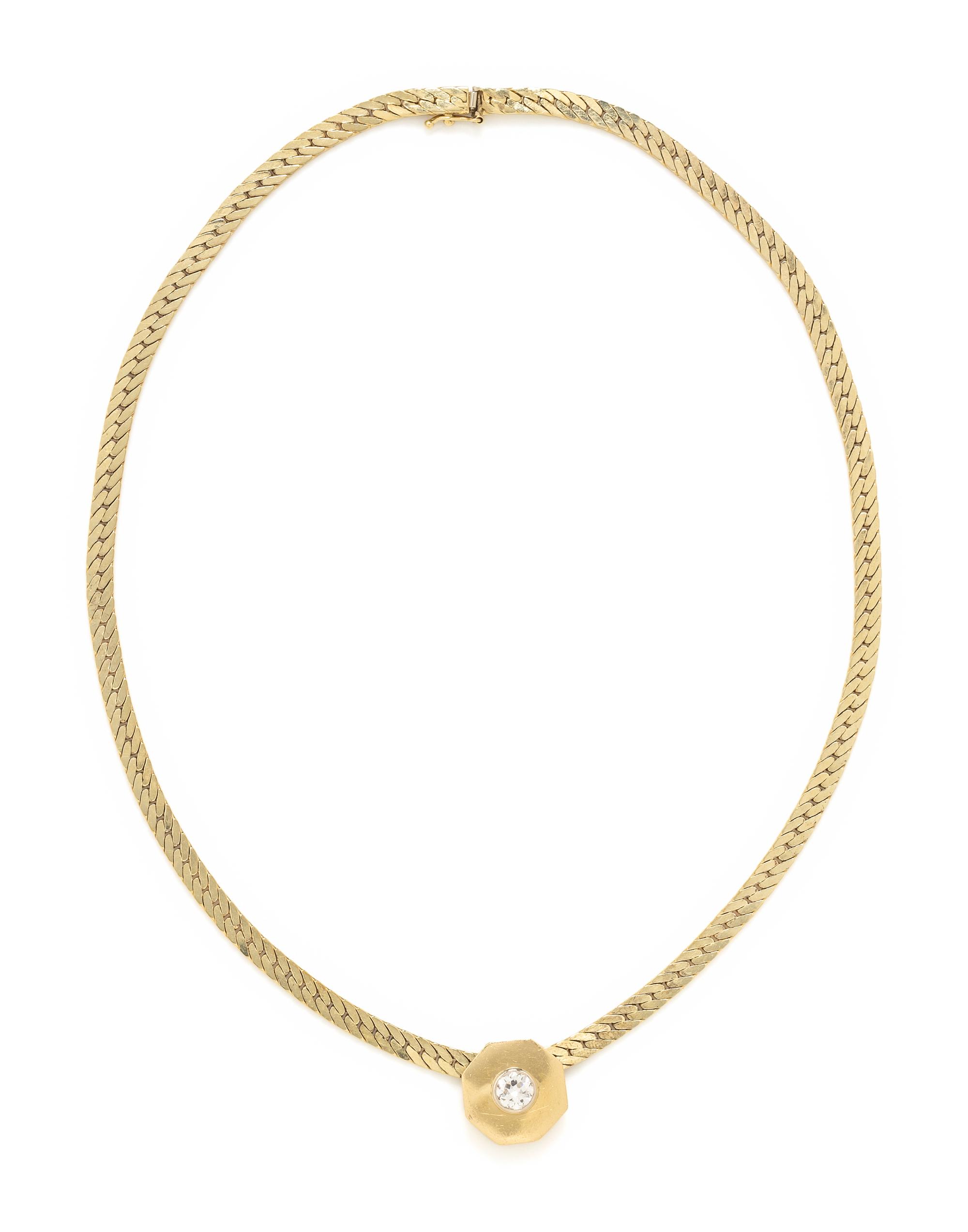 YELLOW GOLD AND DIAMOND SLIDE NECKLACE