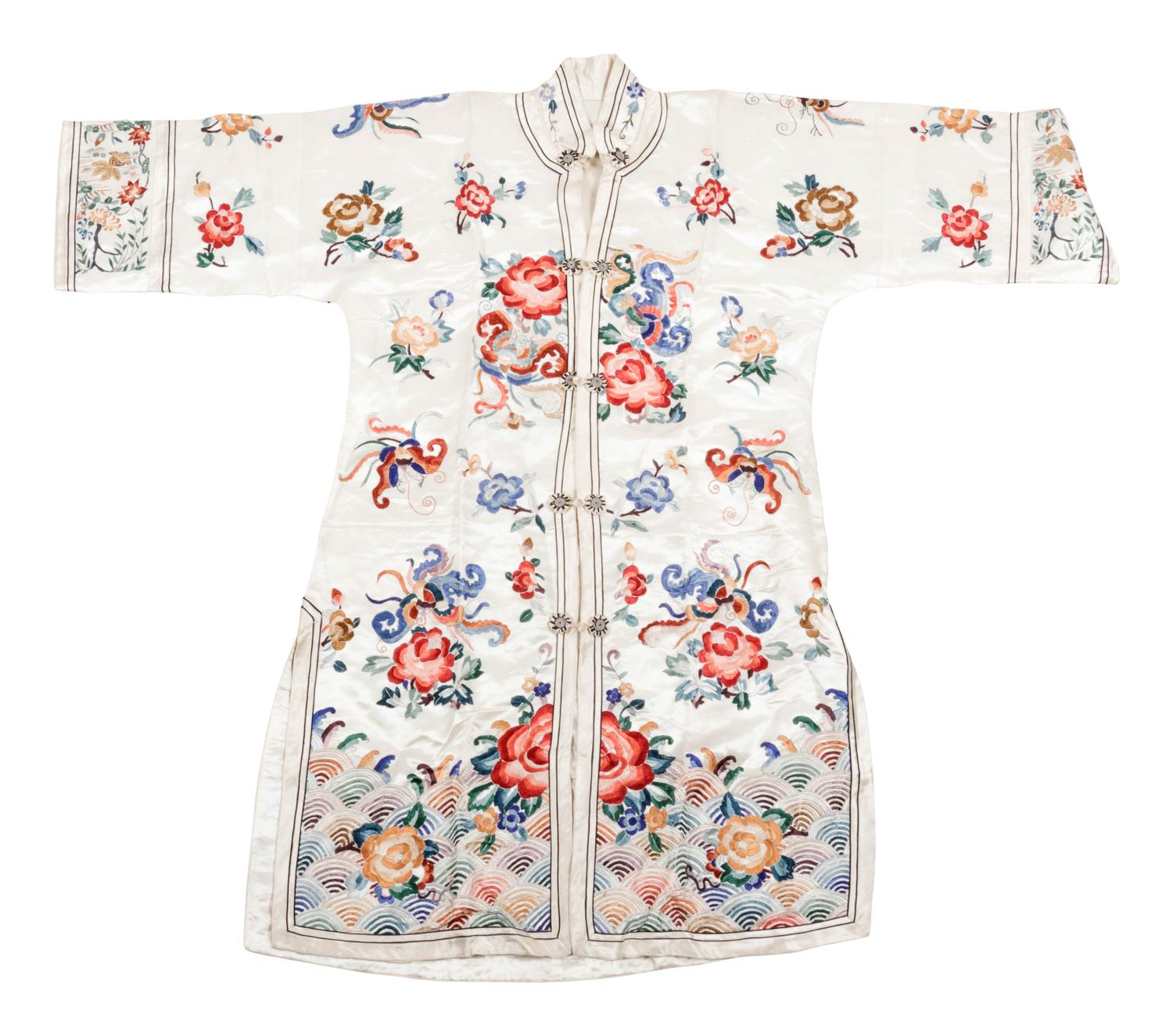 Four Chinese Cream Ground Embroidered Silk Ladies' Jackets