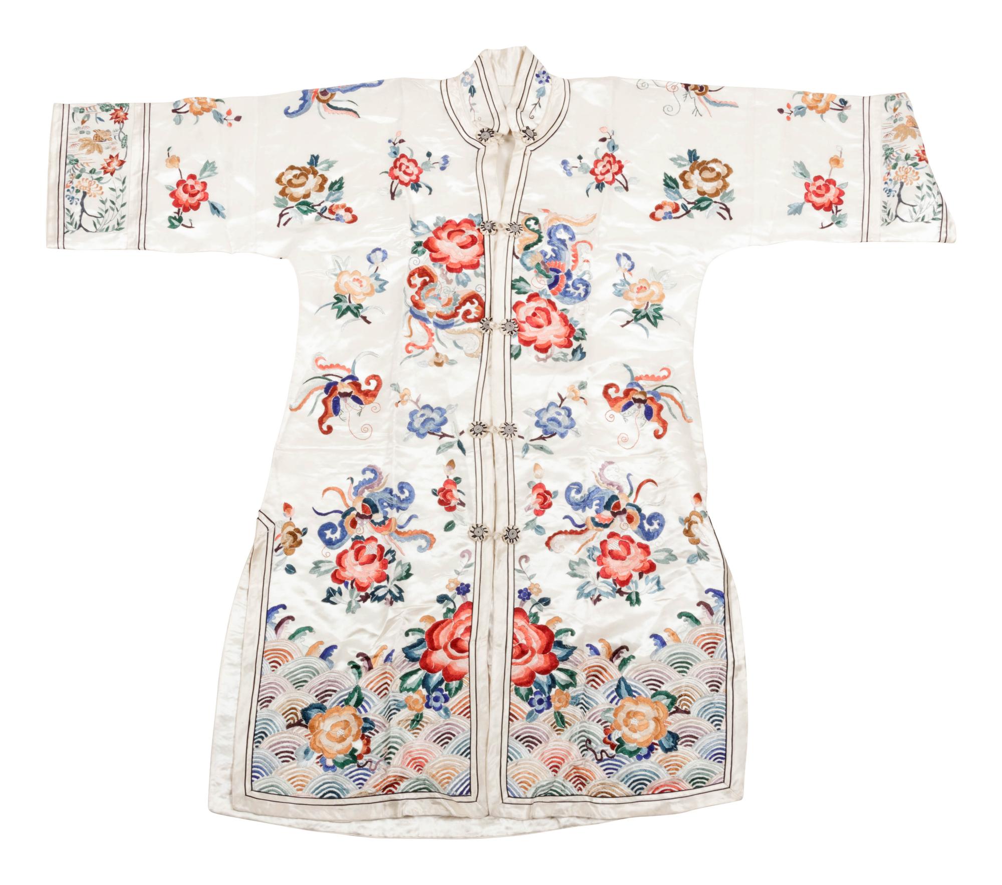 Four Chinese Cream Ground Embroidered Silk Ladies' Jackets