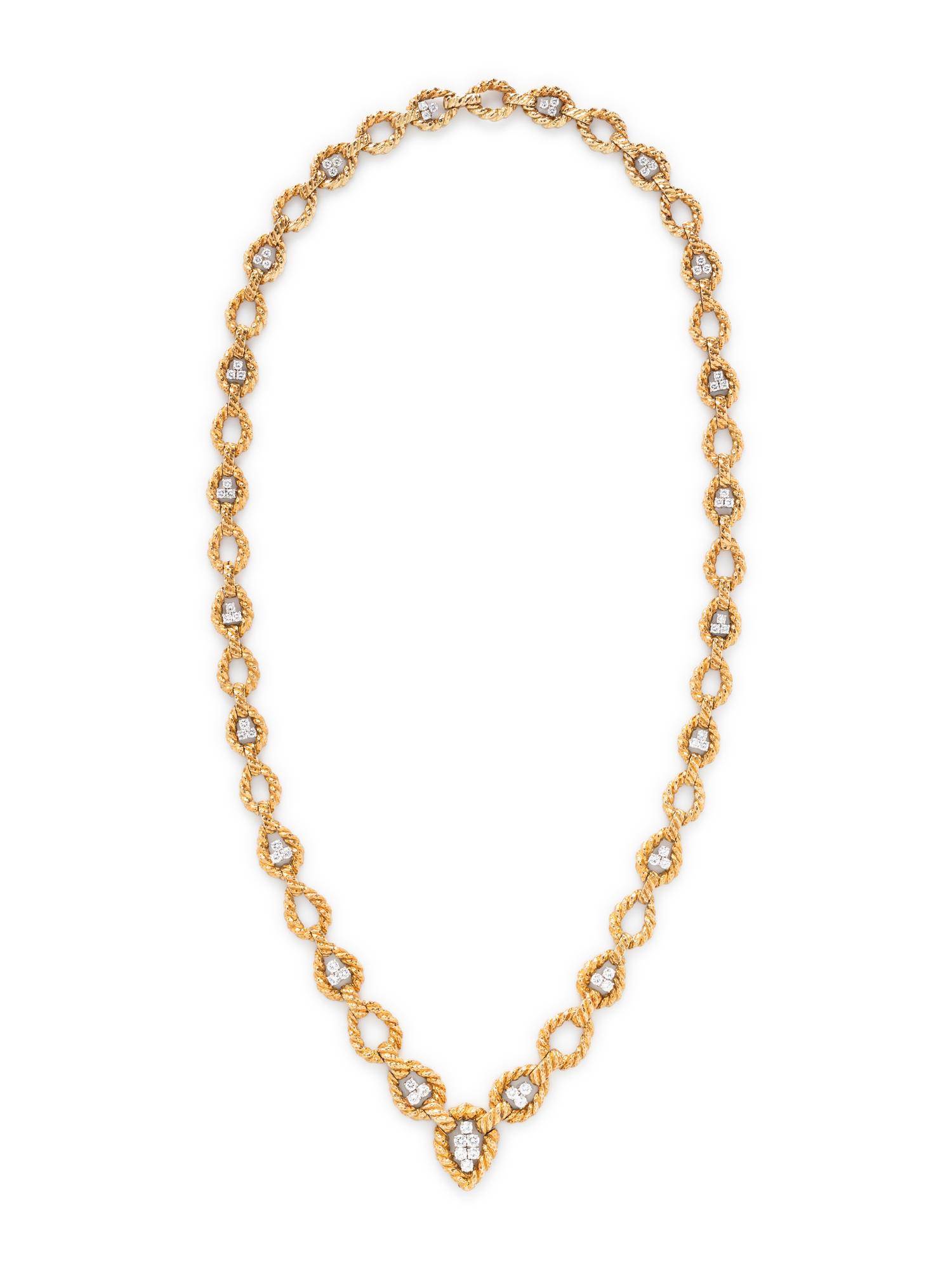 DAVID WEBB, YELLOW GOLD, PLATINUM AND DIAMOND CONVERTIBLE NECKLACE/BRACELETS