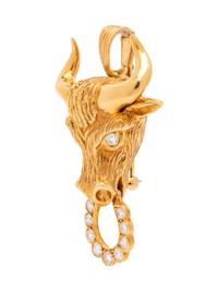 Van Cleef & Arpels, Gold and Diamond Bull's Head Pendant/Brooch
