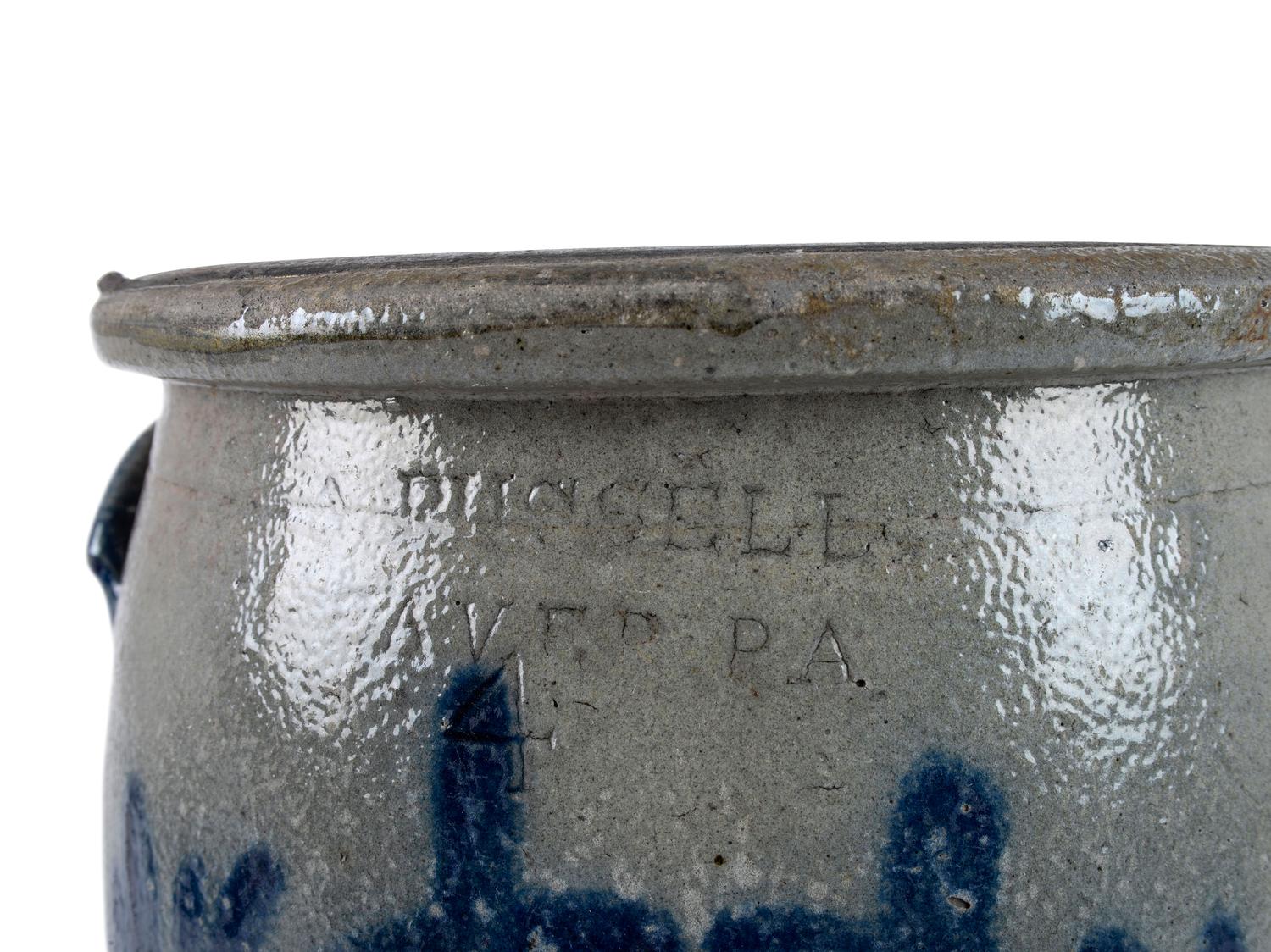 A Cobalt Decorated Four Gallon Stoneware Crock