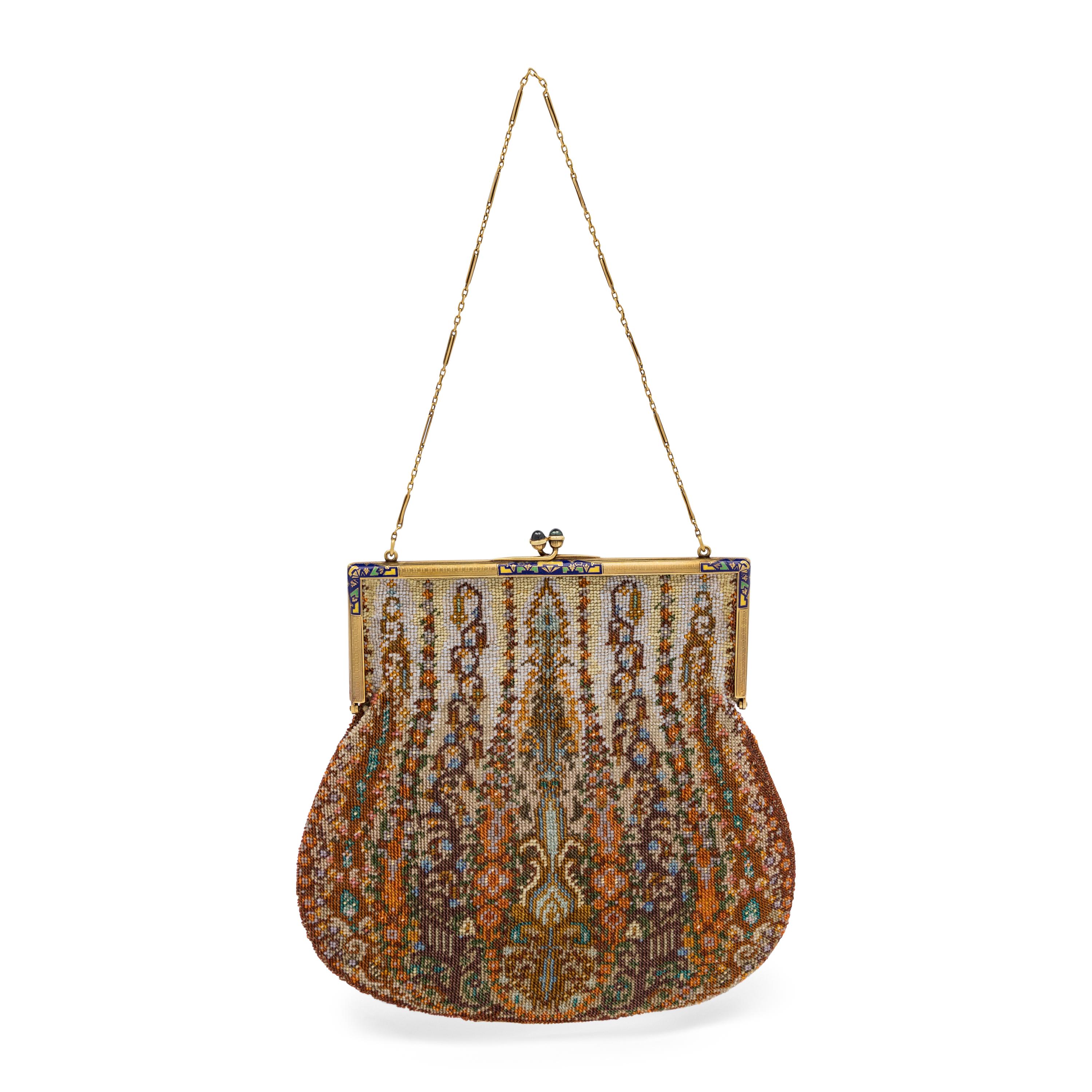 Tiffany & Co., 14k Gold & Beadwork Purse, c. 1920's