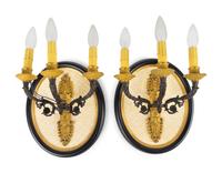 A Pair of French Empire Style Bronze and Gilt Bronze Three Light Wall Sconces — 19TH/20TH CENTURY