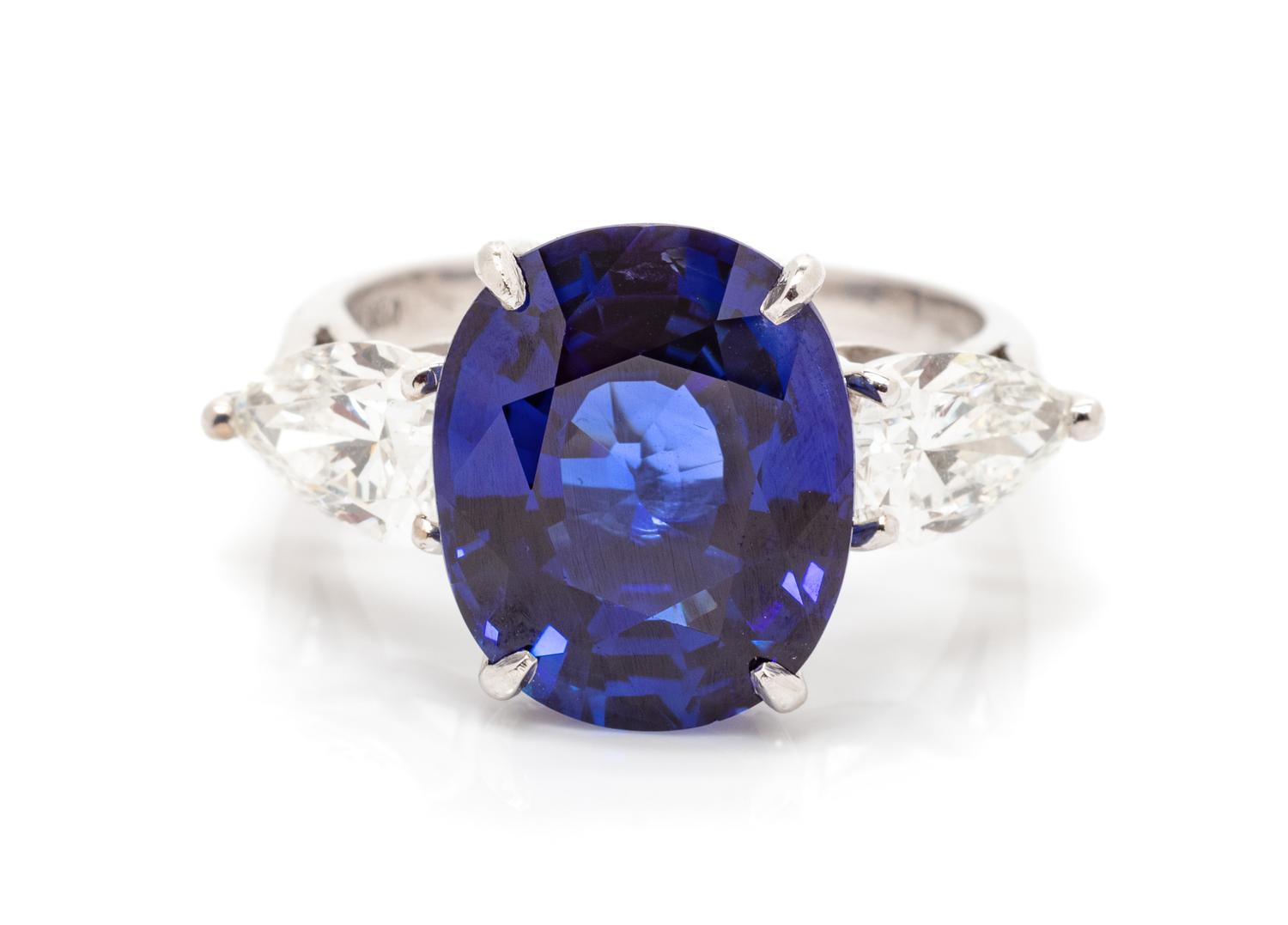 A Platinum, Sapphire and Diamond Ring, 7.70 dwts.