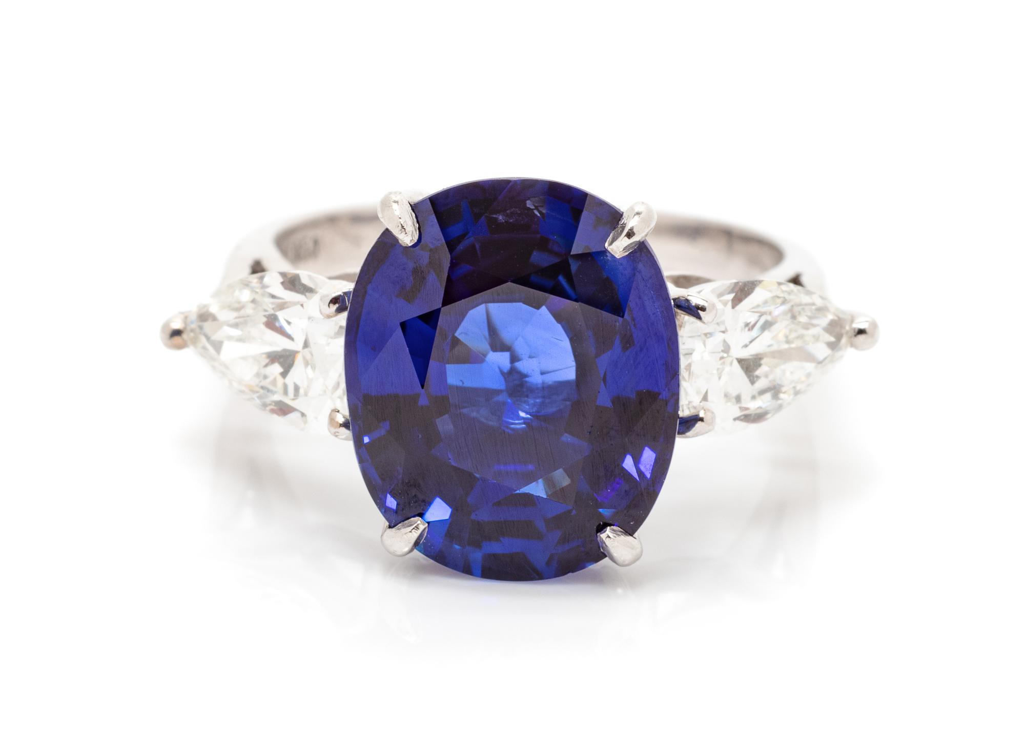 A Platinum, Sapphire and Diamond Ring, 7.70 dwts.