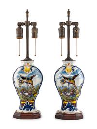 Dutch Delft Vase Mounted Lamps