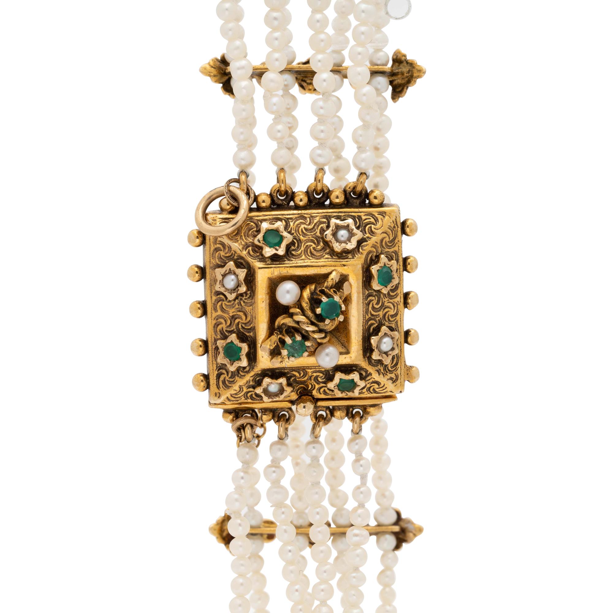 SEED PEARL AND YELLOW GOLD BRACELET