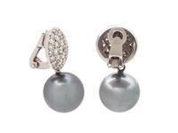 CULTURED TAHITIAN PEARL AND DIAMOND CONVERTIBLE EARCLIPS