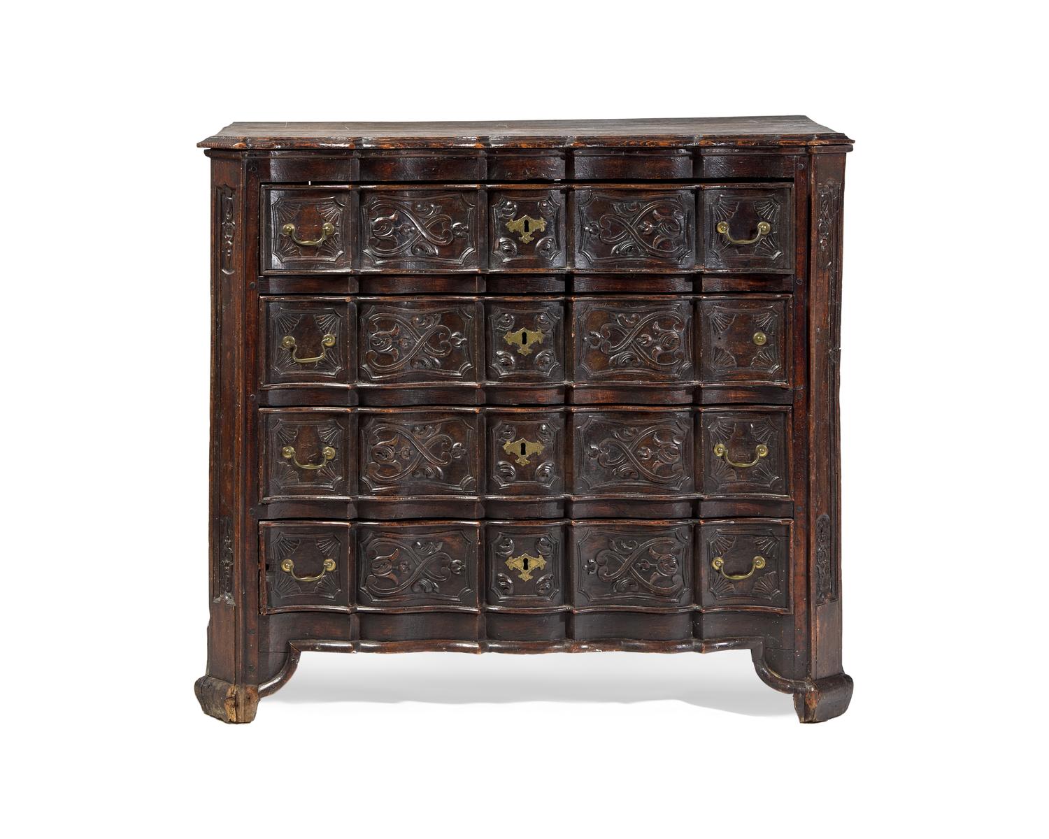 An Indo-Portuguese Hardwood Chest of Drawers