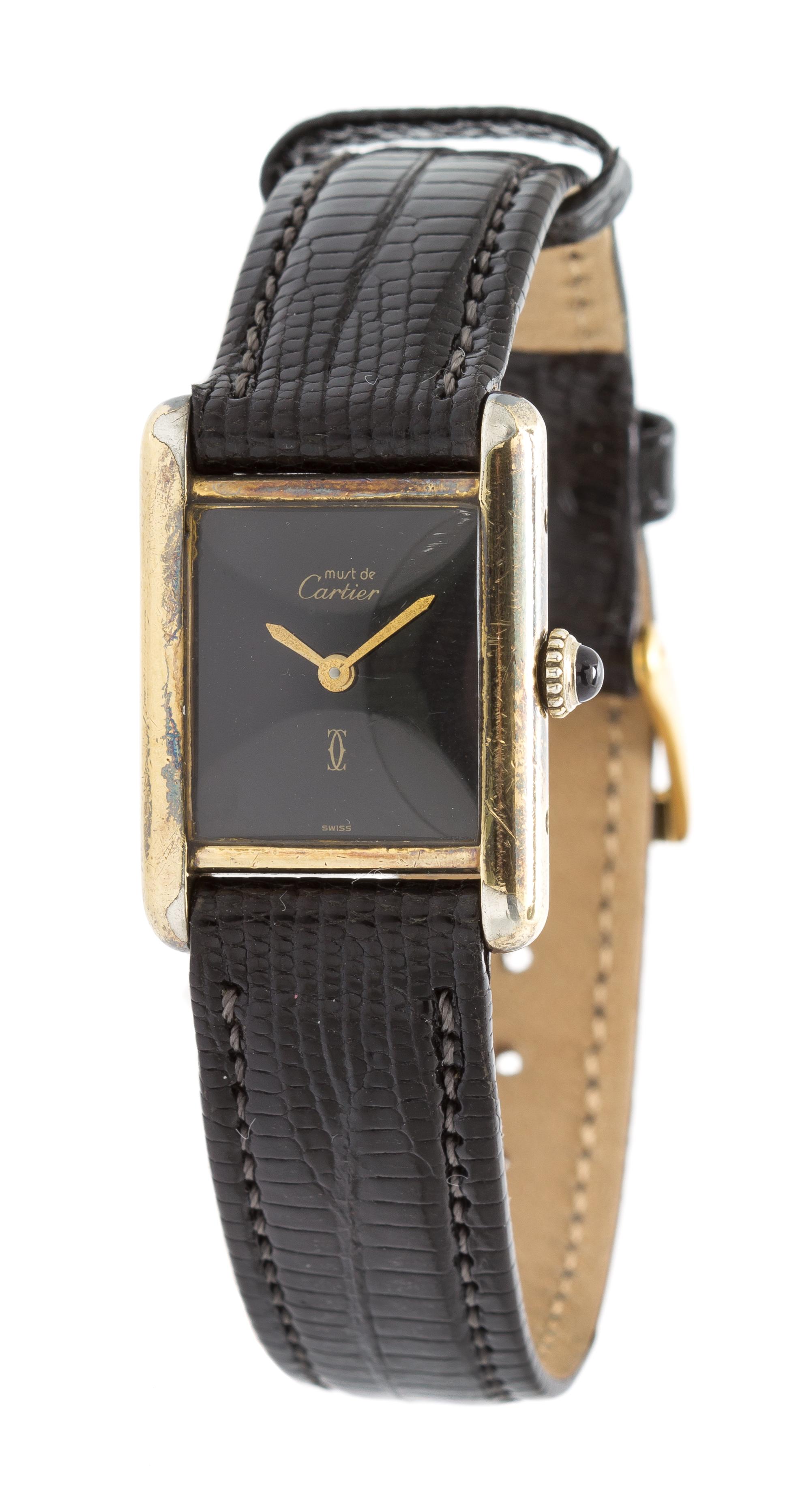 A Gold Plated Sterling Silver Wristwatch, Must de Cartier,