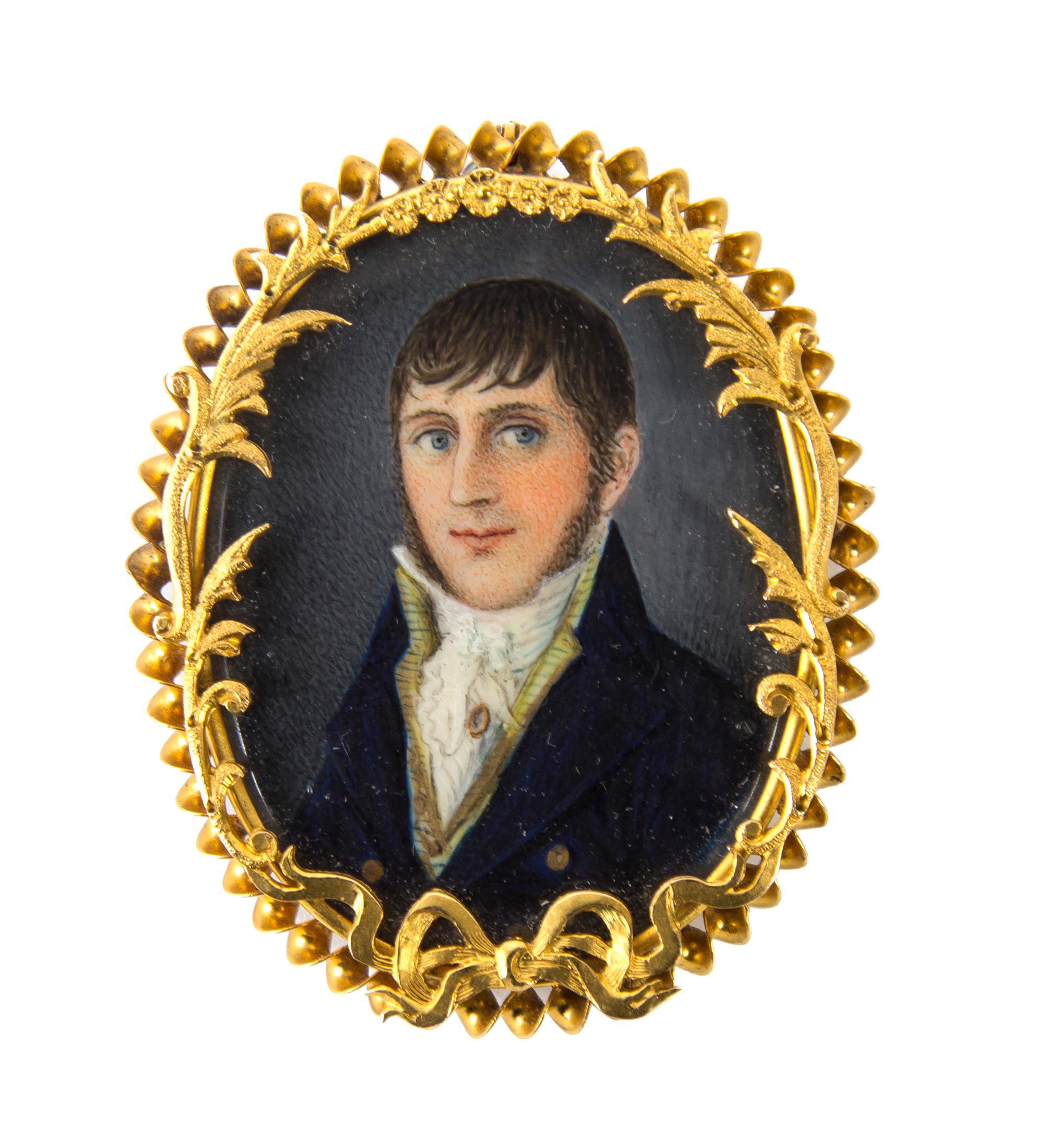 A Continental Portrait Miniature, Height 2 inches.