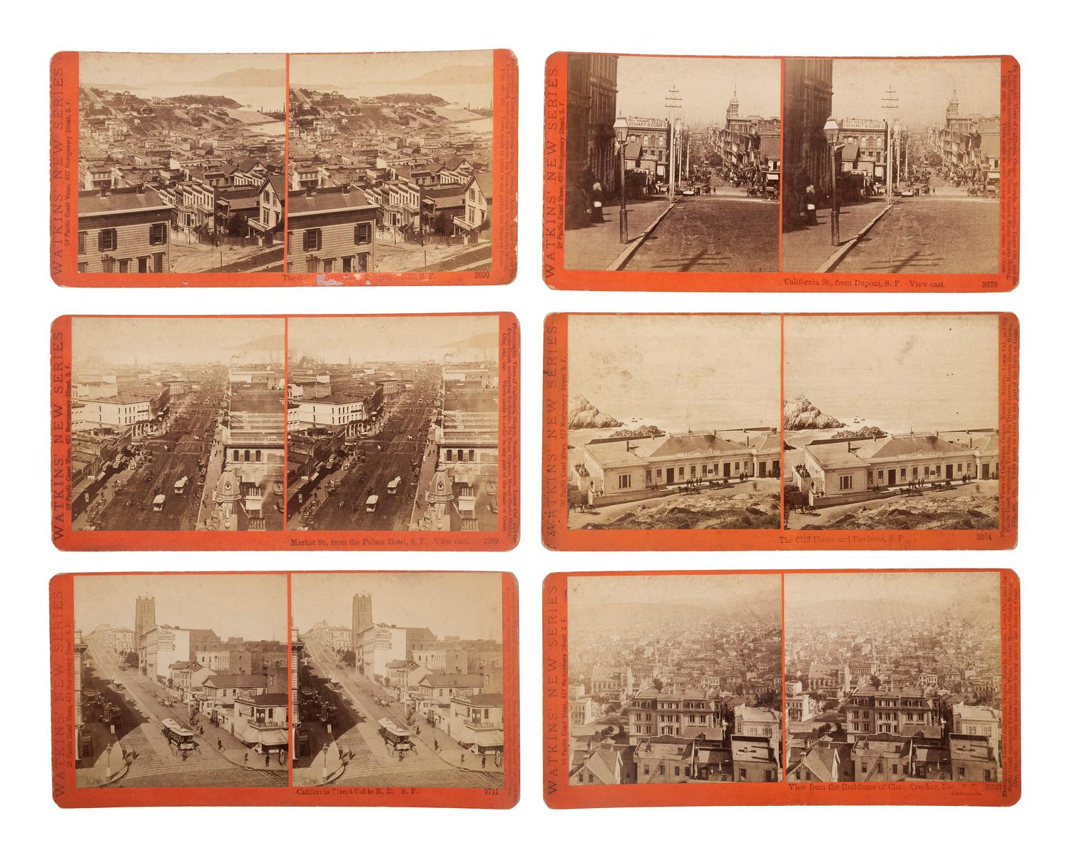 [WESTERN AMERICANA]. WATKINS, Carleton (1829-1916), photographer. A group of 17 stereoviews showing San Francisco and vicinity. San Francisco, CA.