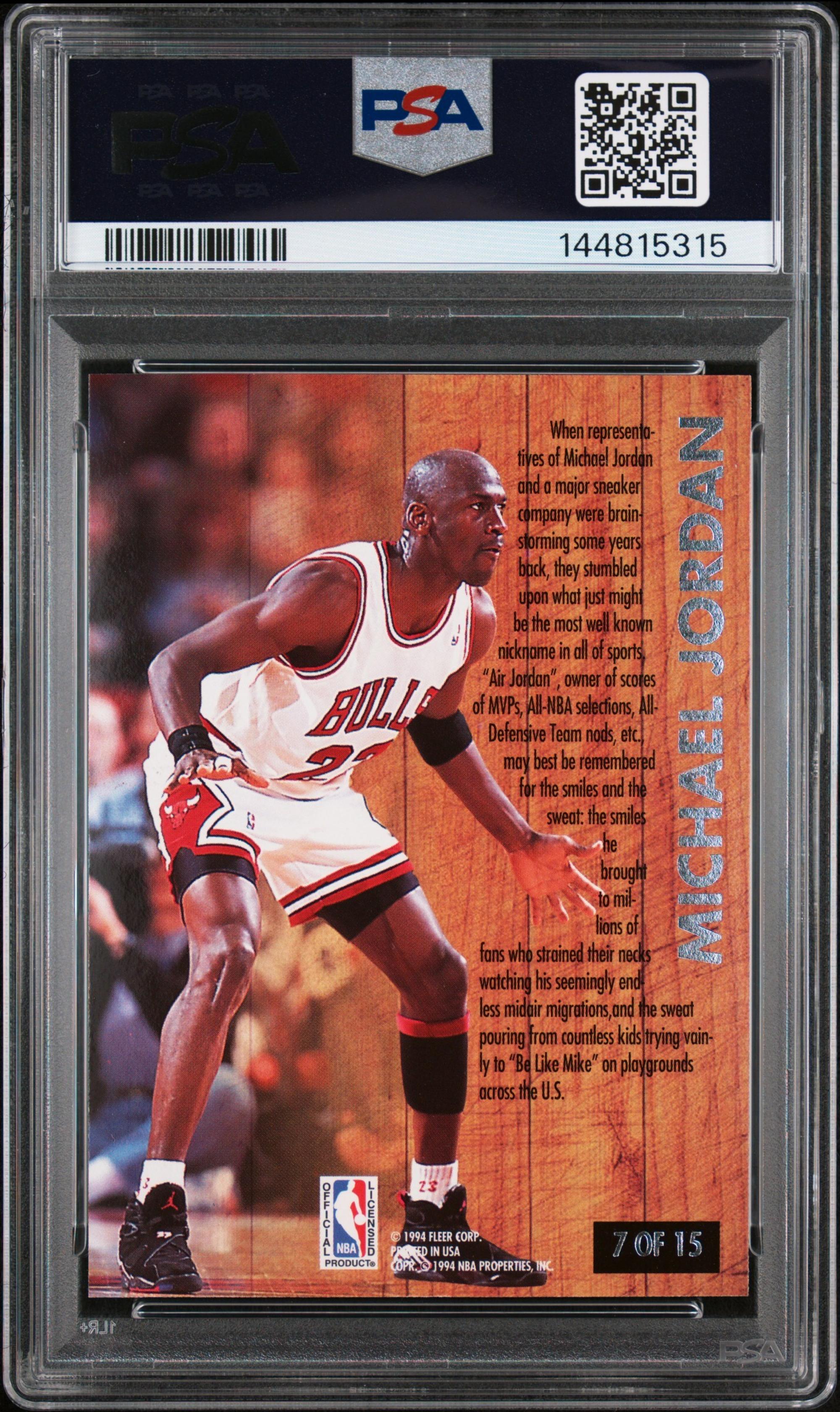 A 1993 Ultra Michael Jordan Famous Nicknames Basketball Card No. 7 (PSA 9 MINT)