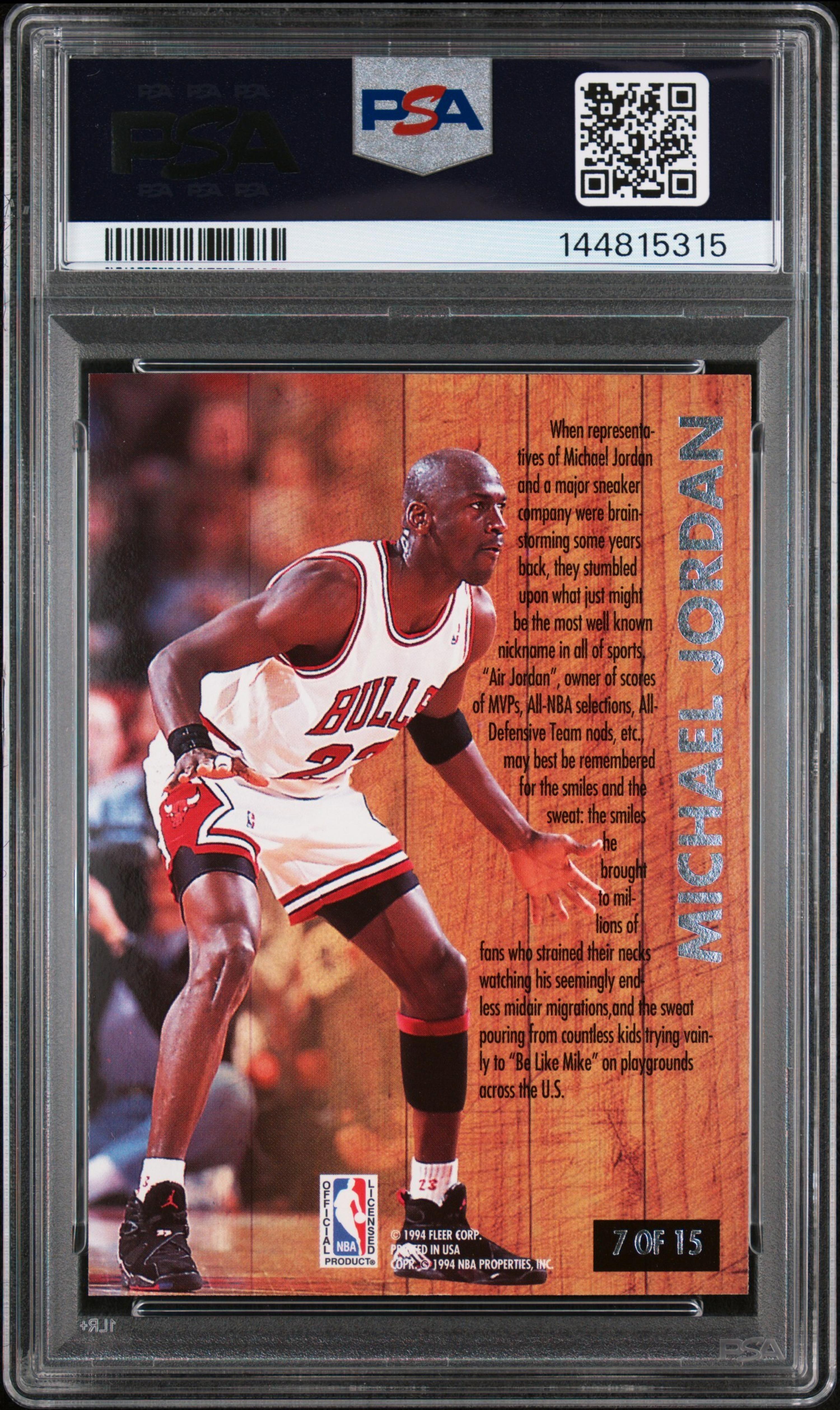 A 1993 Ultra Michael Jordan Famous Nicknames Basketball Card No. 7 (PSA 9 MINT)