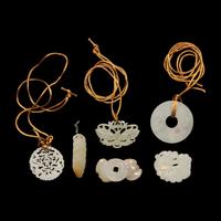 Six Chinese Jade Pendants, 19th-20th Century — 晚清-民國 玉佩一組六件