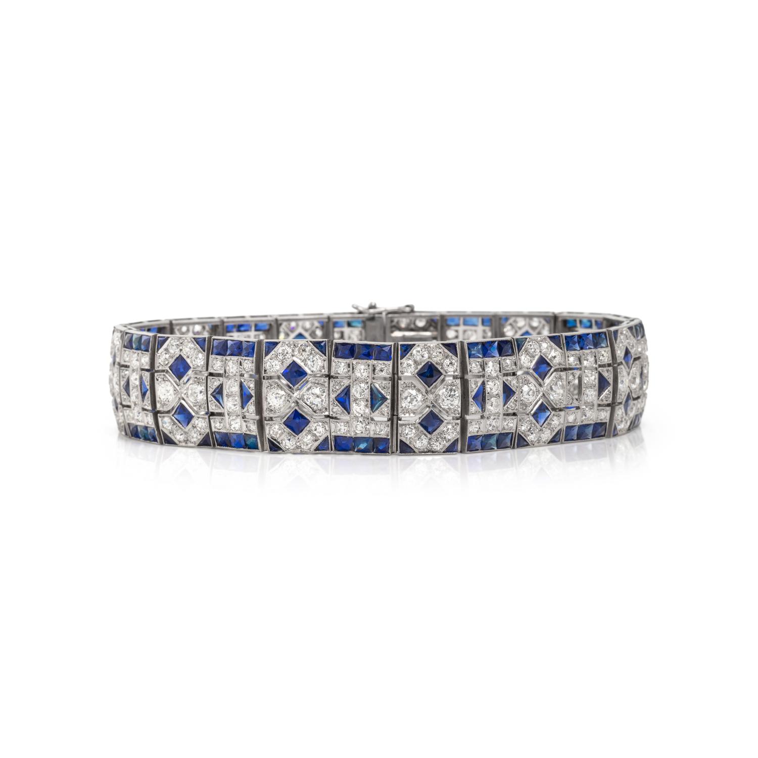 VEVER, ART DECO, DIAMOND AND SYNTHETIC SAPPHIRE BRACELET