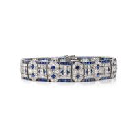 VEVER, ART DECO, DIAMOND AND SYNTHETIC SAPPHIRE BRACELET