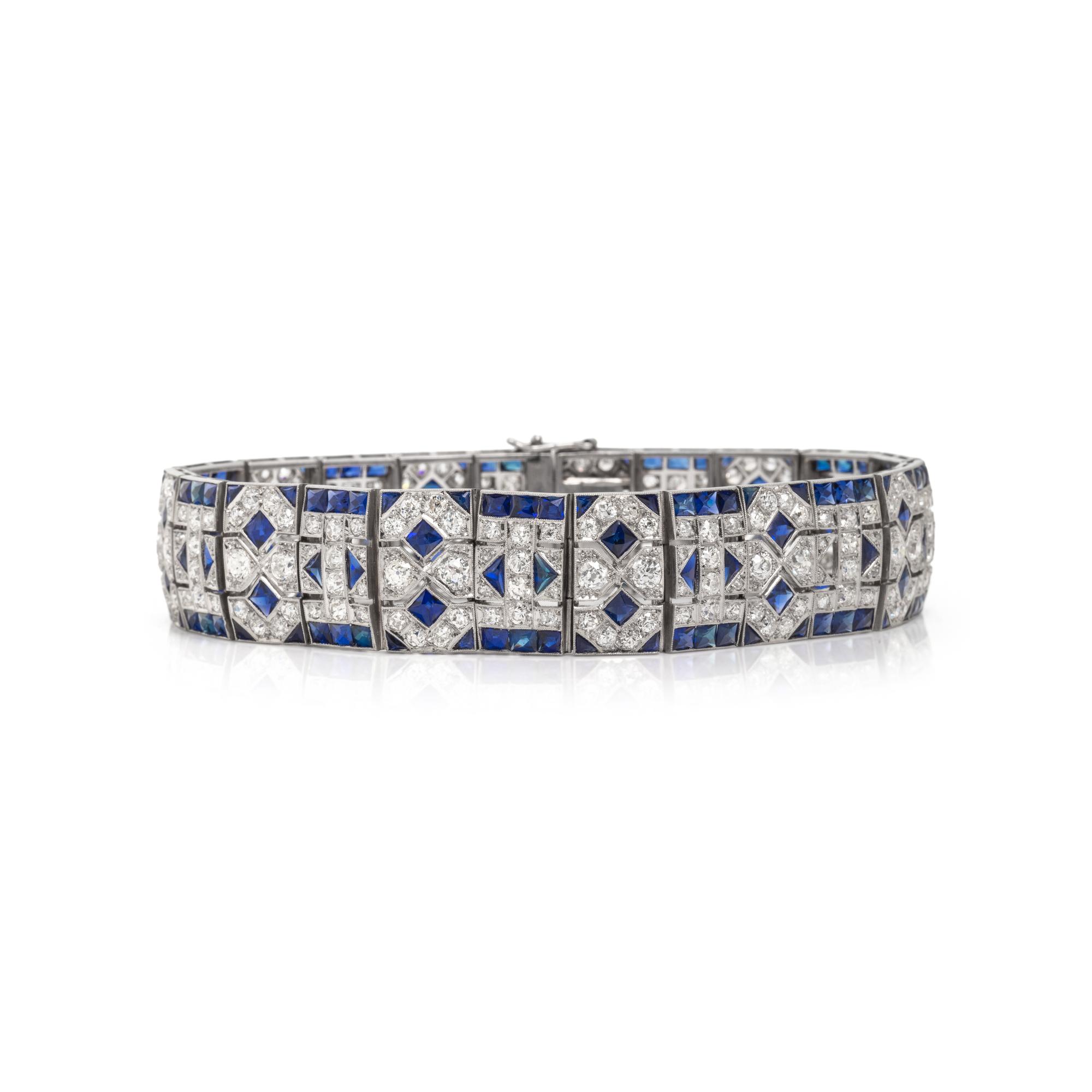 VEVER, ART DECO, DIAMOND AND SYNTHETIC SAPPHIRE BRACELET