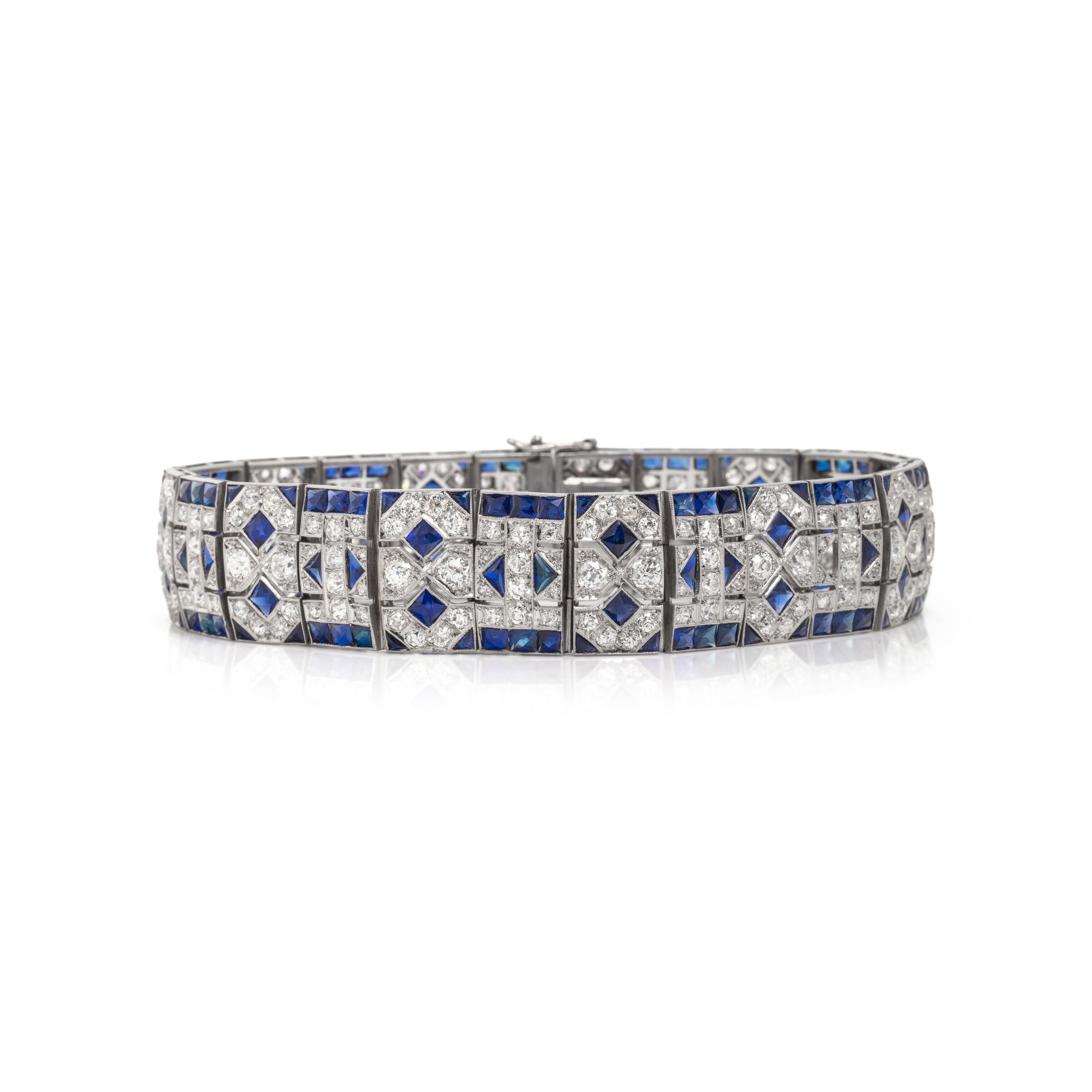 VEVER, ART DECO, DIAMOND AND SYNTHETIC SAPPHIRE BRACELET
