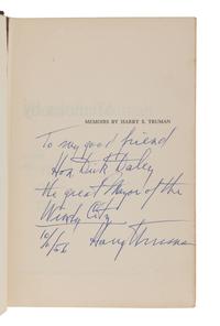 [CHICAGO] -- [DALEY, Richard J. (1902-1976), his copy]. TRUMAN, Harry S. (1884-1972). Memoirs: Year of Decisions. Garden City, New York: Doubleday & Company, Inc., 1955.