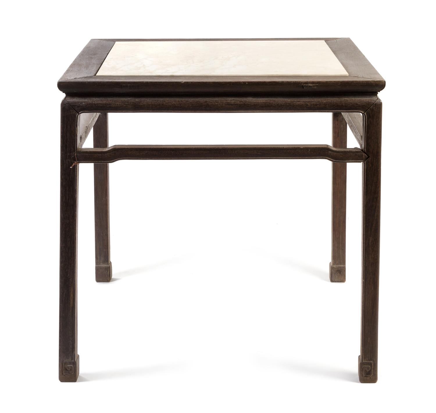 A Chinese Tieli Wood Mahjong Table Height 34 3/4 x width 36 x depth 36 inches. — 18TH CENTURY