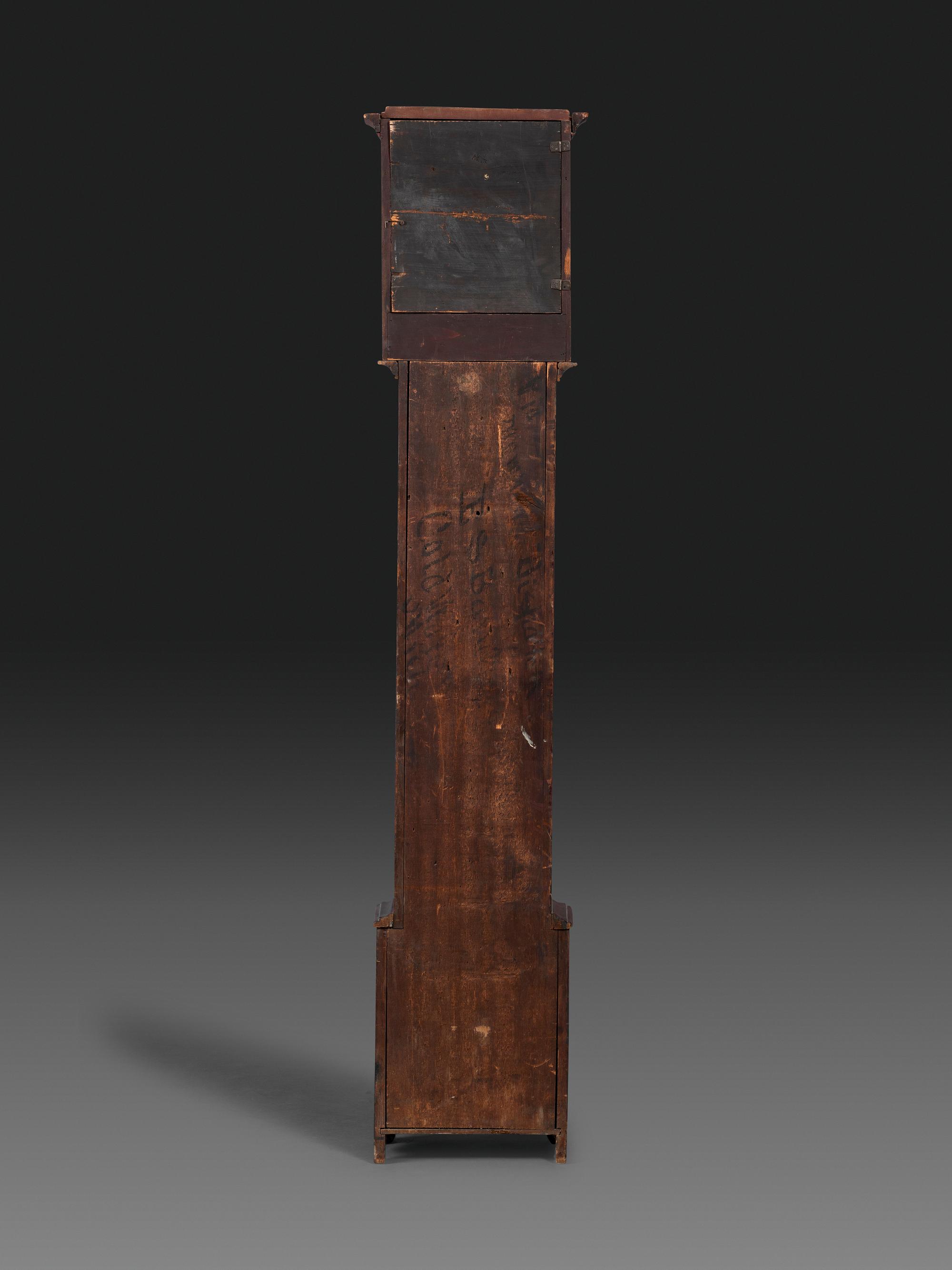 A Grain Paint Decorated Tall Case Clock