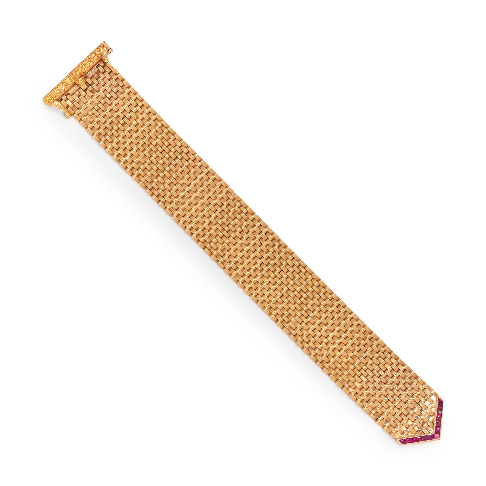 YELLOW GOLD AND RUBY BELT MOTIF BRACELET