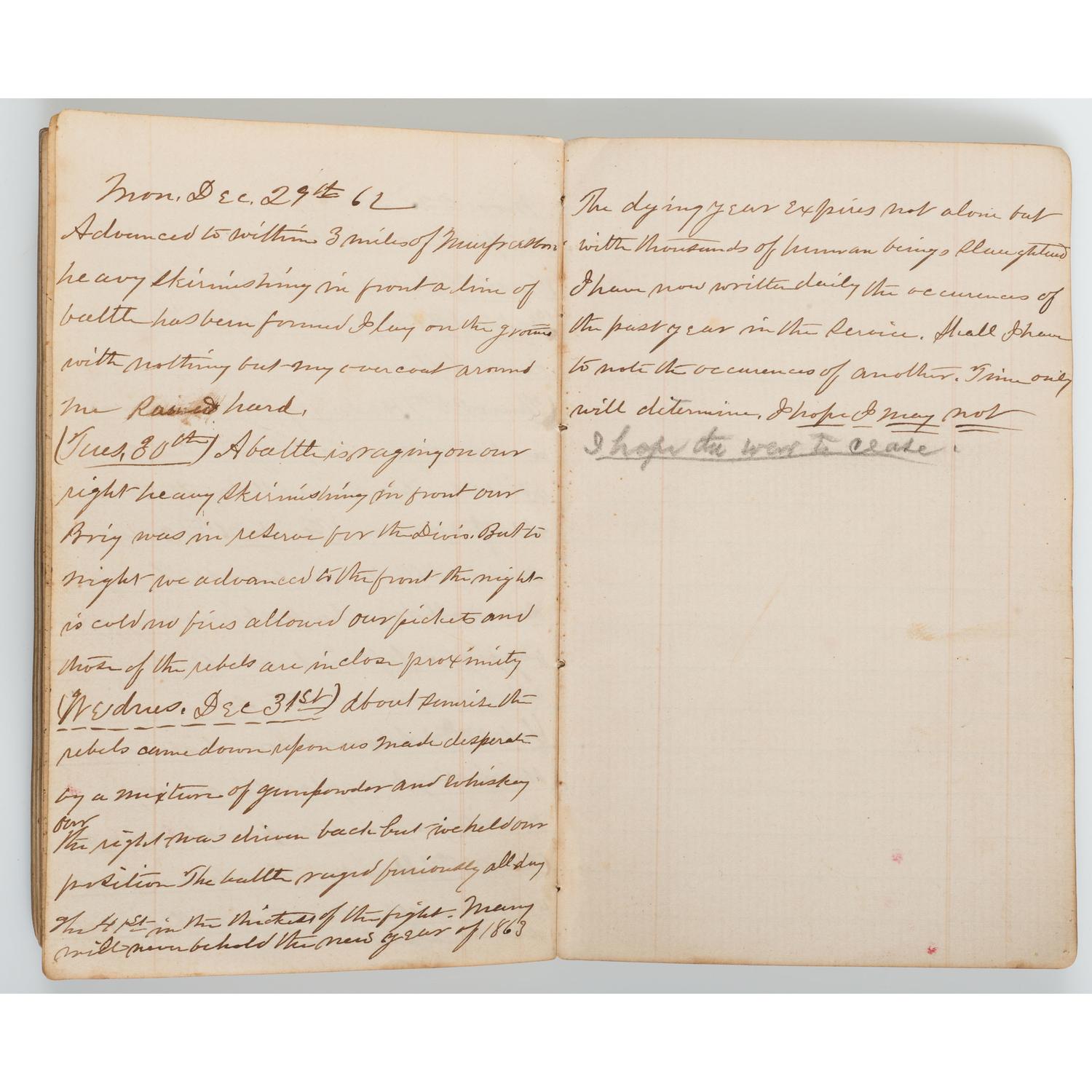 1862 Diary of Union Officer Horatio P. Kile, Co. G, 41st Ohio Volunteer Infantry, Plus