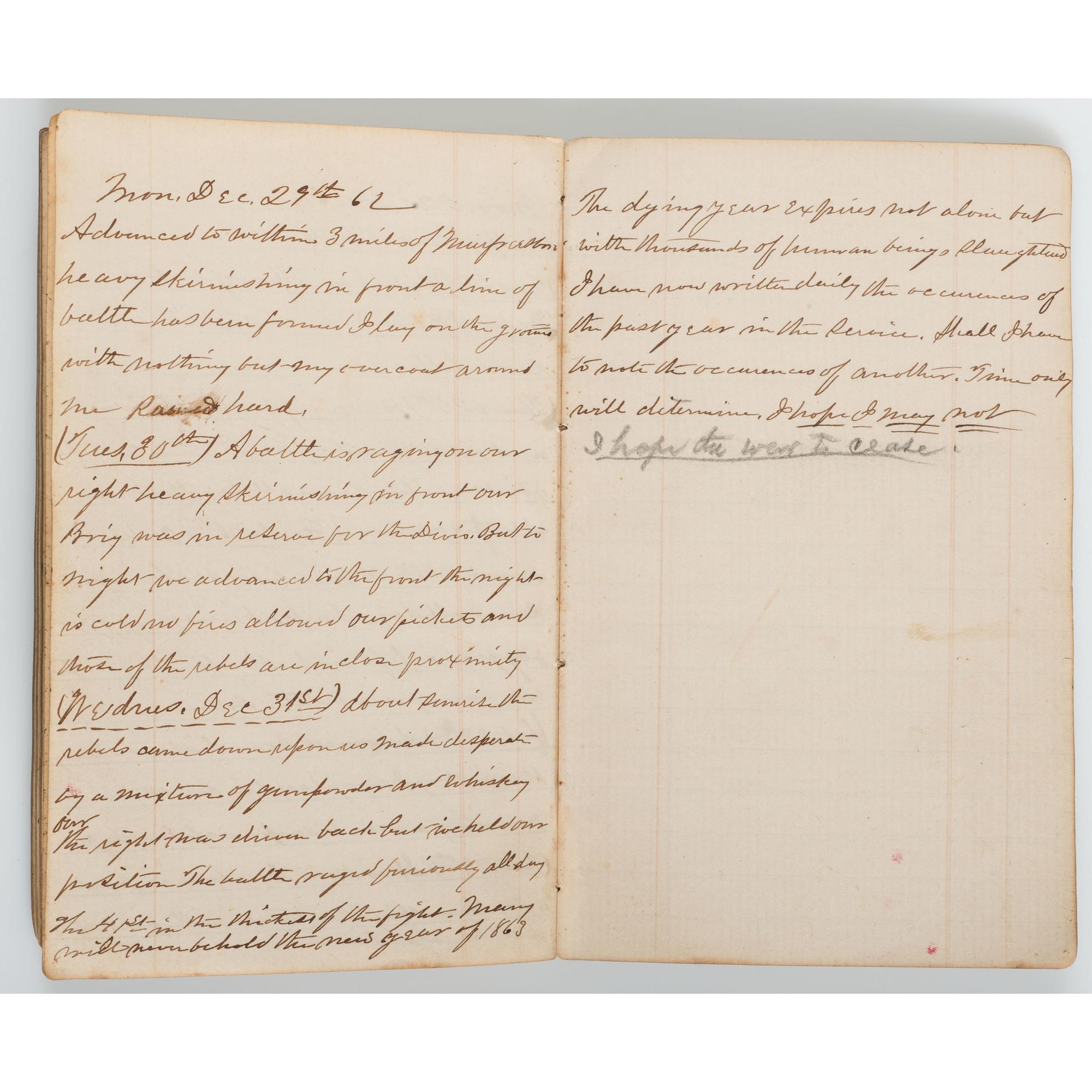 1862 Diary of Union Officer Horatio P. Kile, Co. G, 41st Ohio Volunteer Infantry, Plus