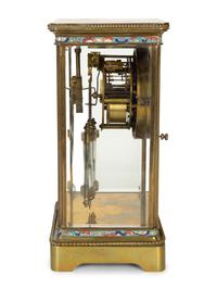 A French Neoclassical Style Gilt Metal and Cloisonné Mantle Clock