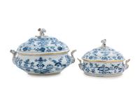 Two Meissen Blue Onion Porcelain Tureens